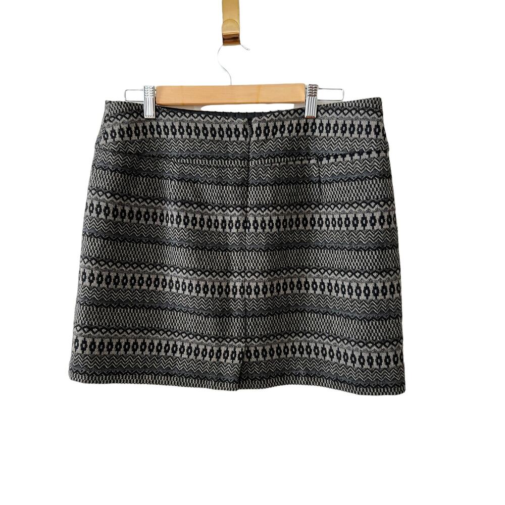 Dalia Collection Gray Wool Patterned Mini Skirt - image 2